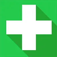 A medical cross on a green background to show emergency first aid at work for Irish audiences.
